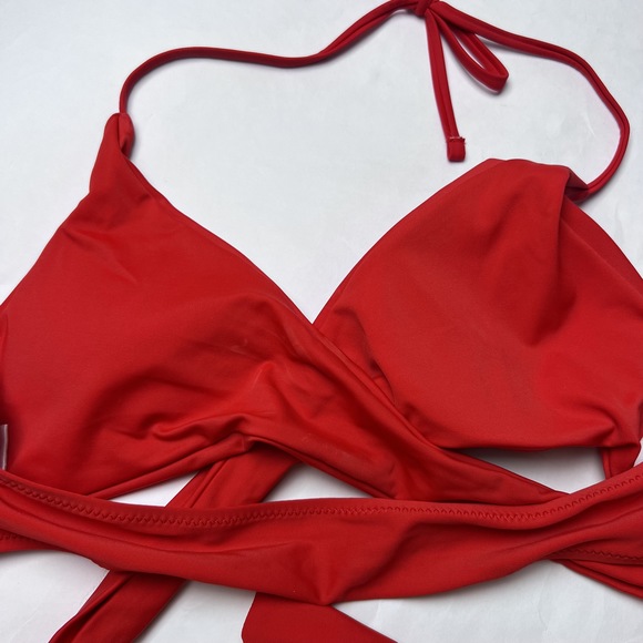 Shekini Bikini Wrap Top Halter Red with Pads - Picture 7 of 10
